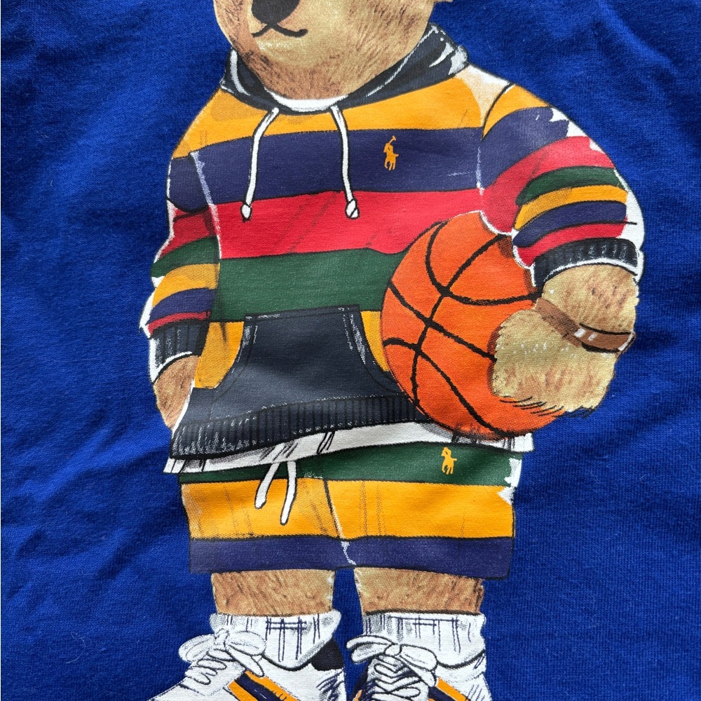 NEW & RARE Ralph Lauren Polo Bear Mascot with Basketball. Custom Slim Fit.QR Tag